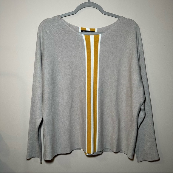 INC International Concepts Tan Sweater Yellow Stripe Size Large - Picture 2 of 16